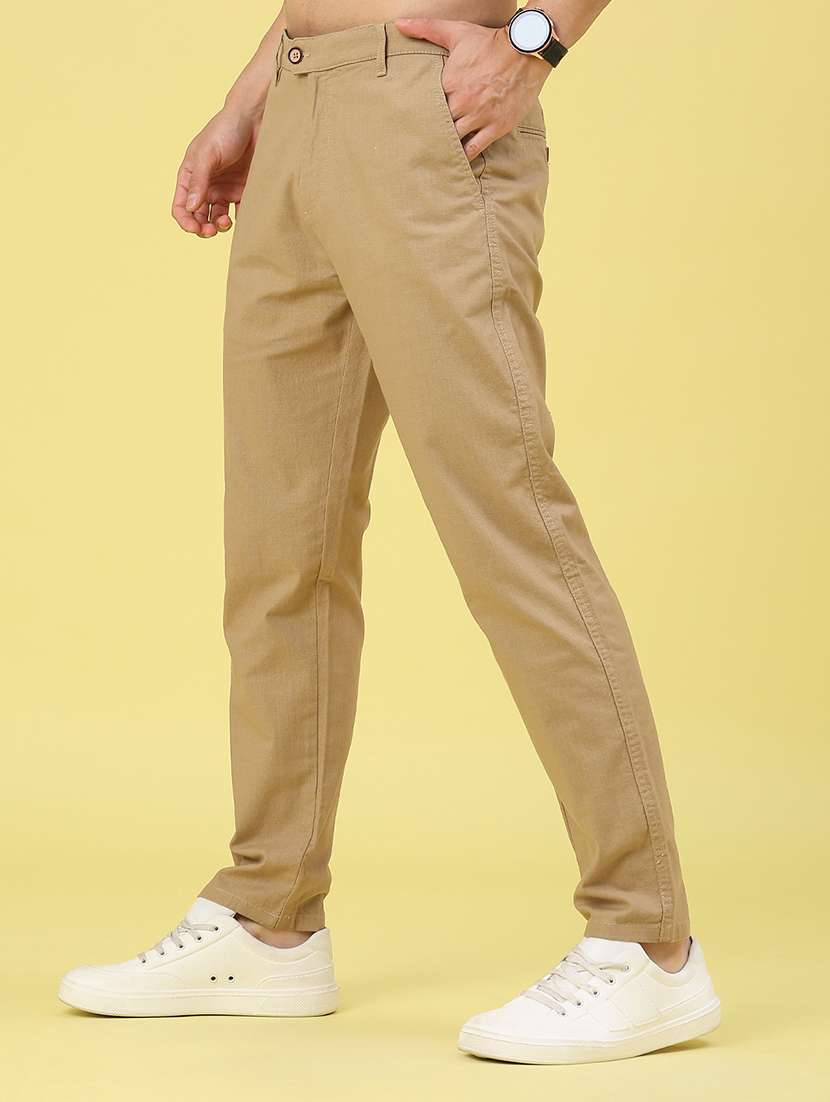 men solid mid rise chinos casual trouser - 22271740 -  Standard Image - 3