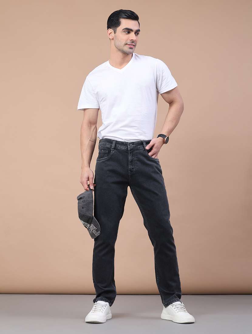 men plain mid rise full length jeans - 22271746 -  Standard Image - 3