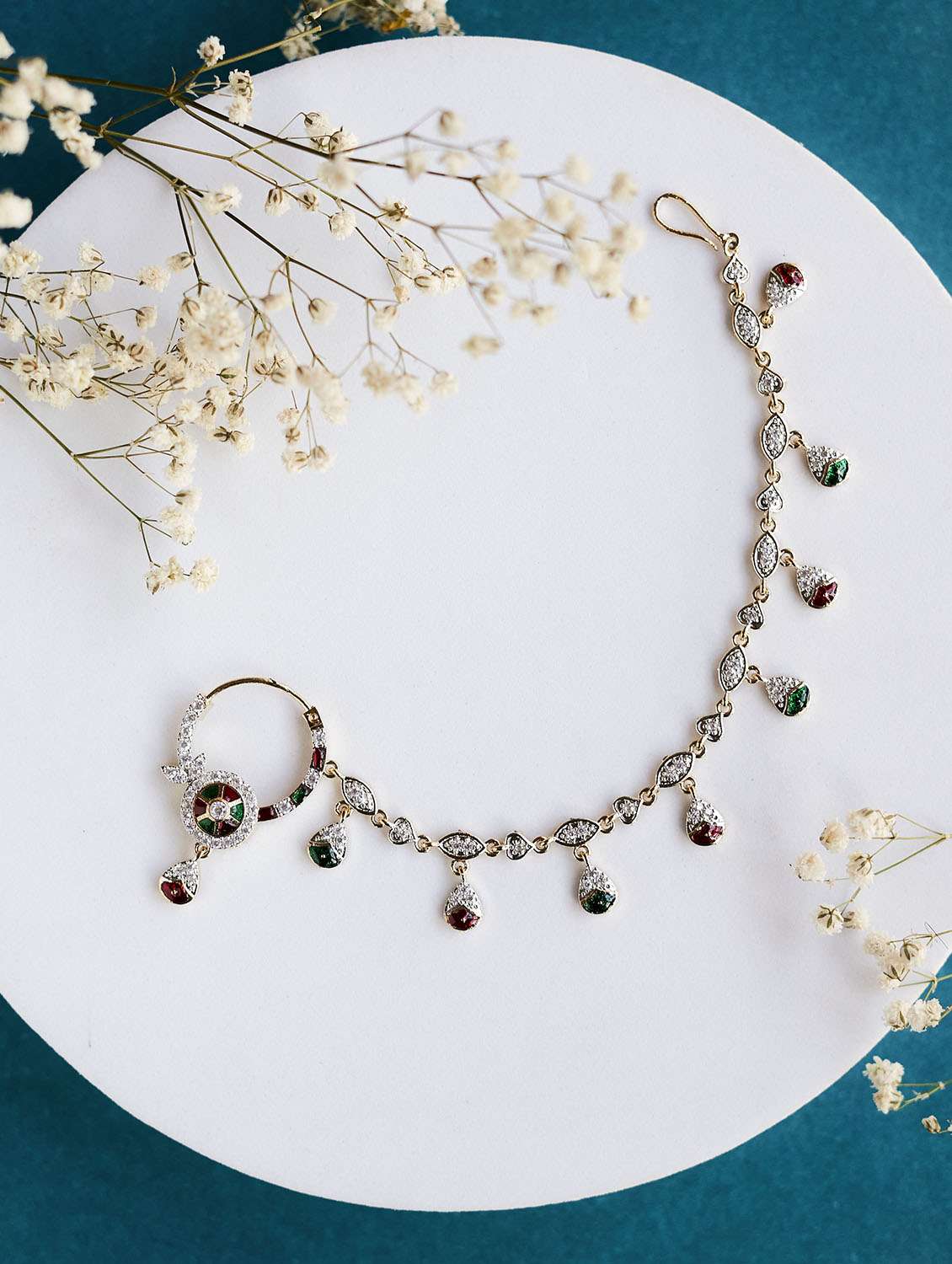 shimmering two tone gold silver nath