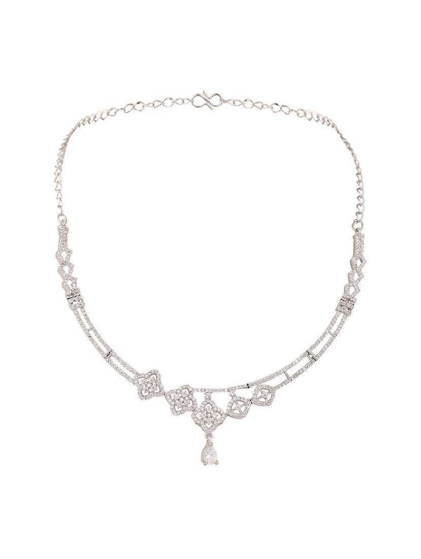 women stone studded necklace set - 22271850 -  Standard Image - 3