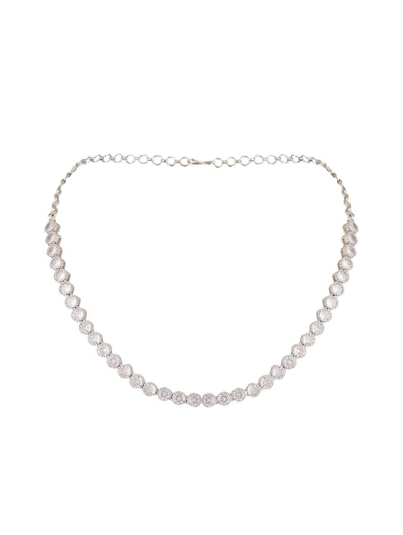 women stone studded necklace set - 22271851 -  Standard Image - 3