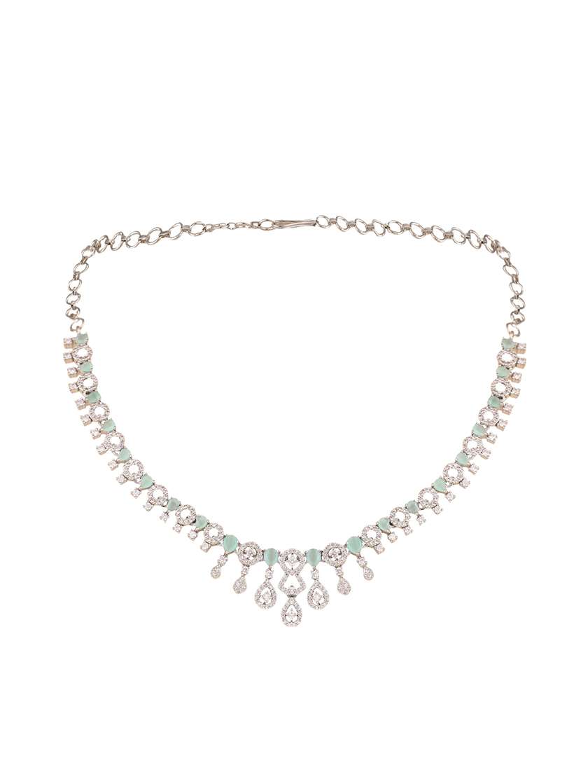 women stone studded necklace set - 22271852 -  Standard Image - 3