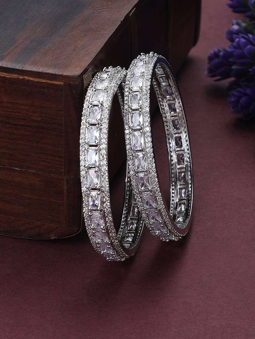 women crystal cubic zirconia rhodium bangles