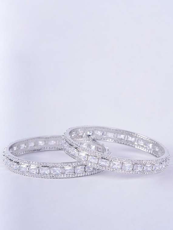 women crystal cubic zirconia rhodium bangles - 22271880 -  Standard Image - 3