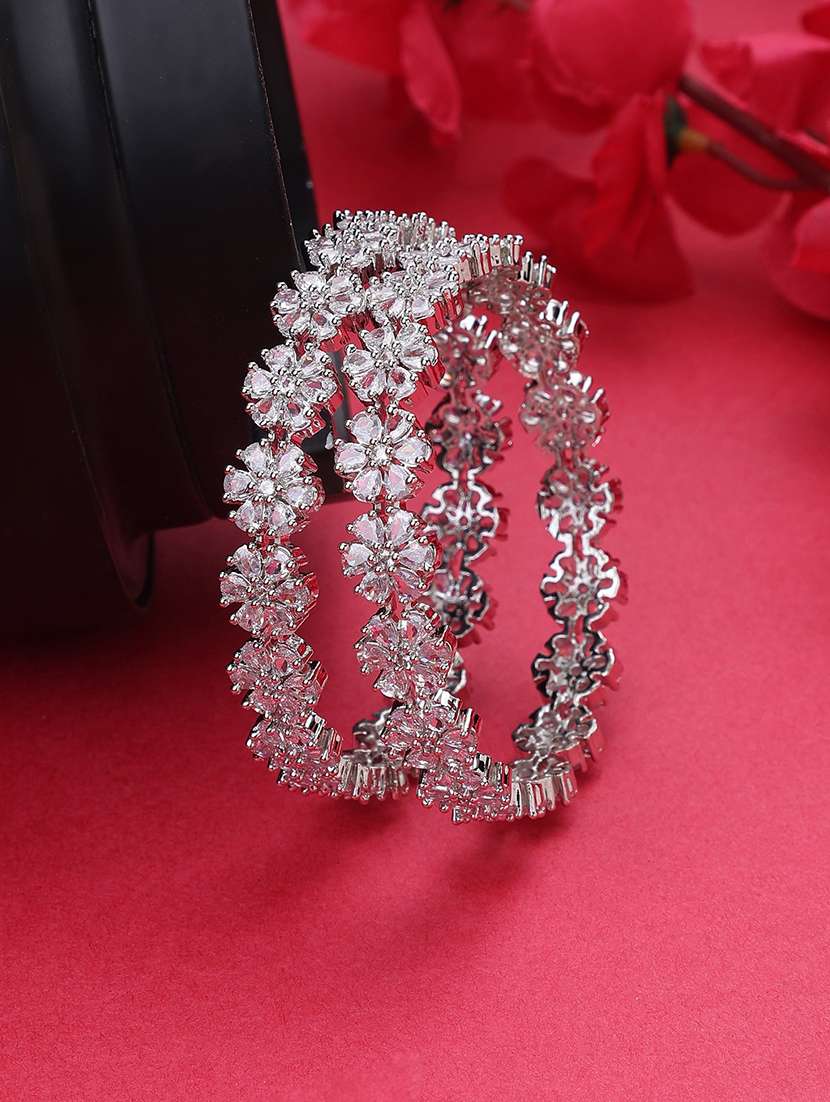 women crystal zirconia rhodium bangles