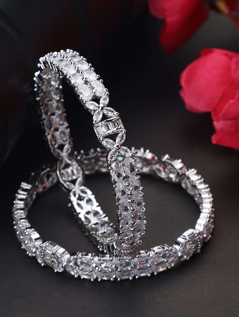 women crystal zirconia rhodium bangles