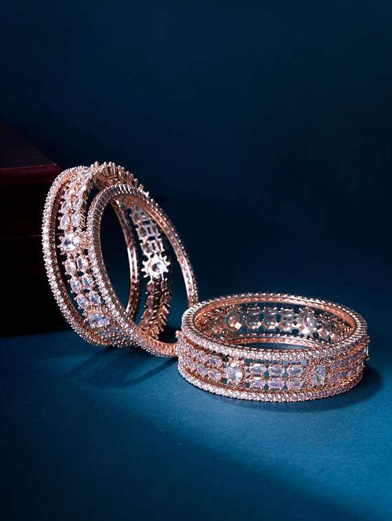 women crystal zirconia rhodium bangles