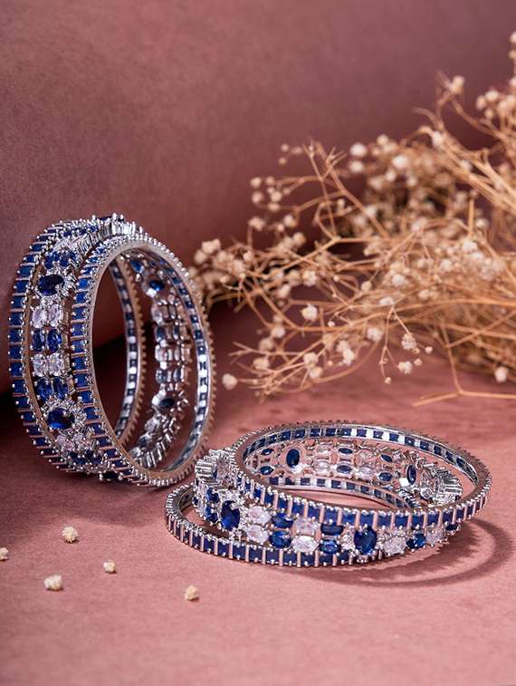 women crystal zirconia rhodium bangles