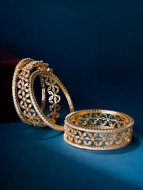 women crystal zirconia rhodium bangles