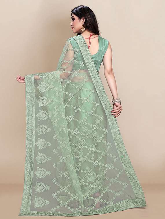 women solid with work embroidered saree with blouse - 22271930 -  Standard Image - 3