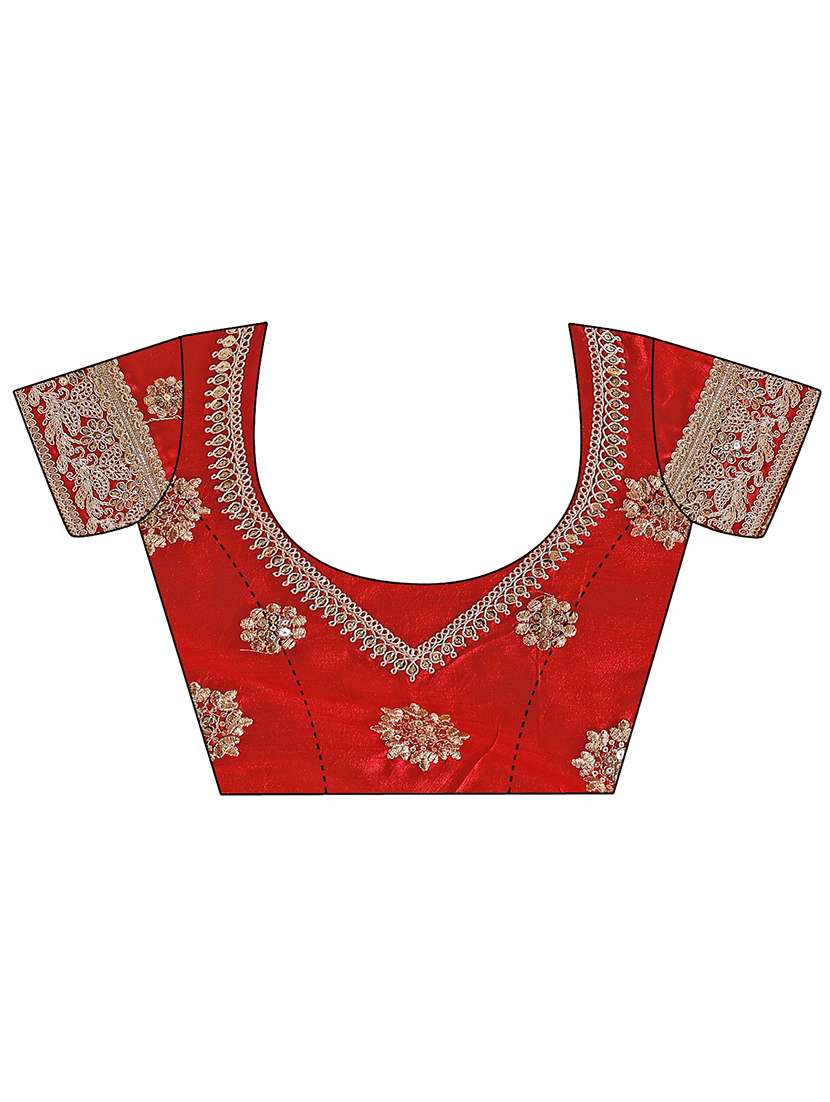 women solid with bordered saree with blouse - 22271937 -  Standard Image - 5
