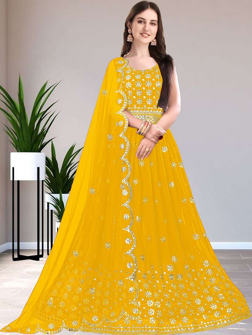 women solid with work semi stitched flared gown