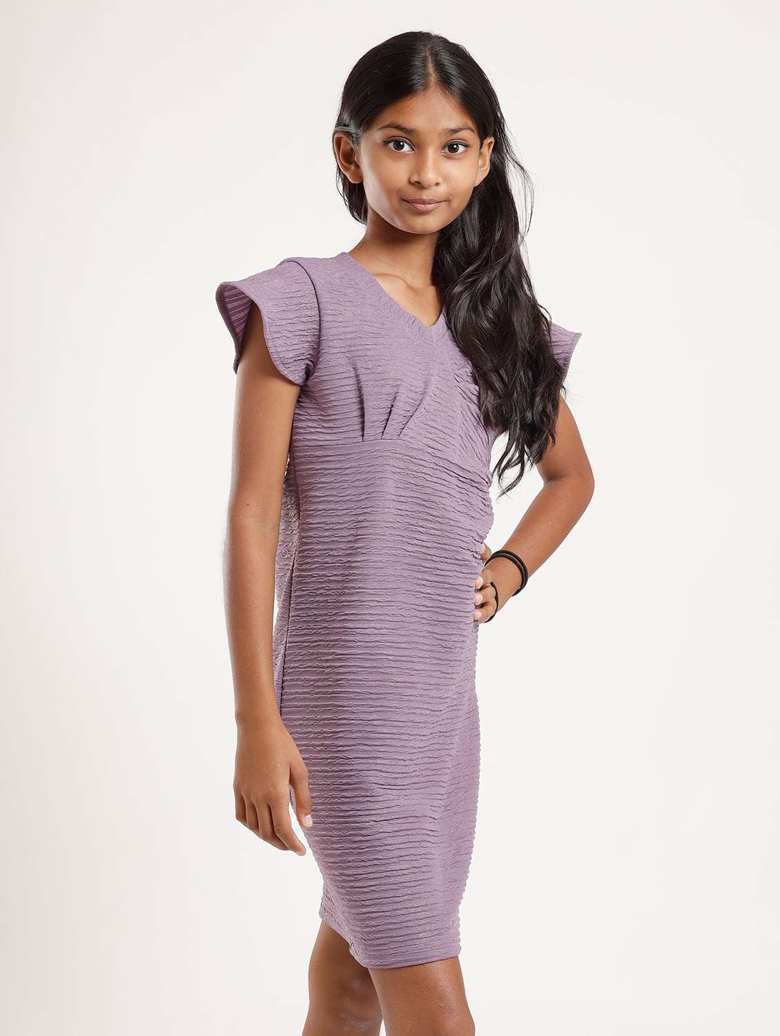 girls self designed short sleeve a-line dress