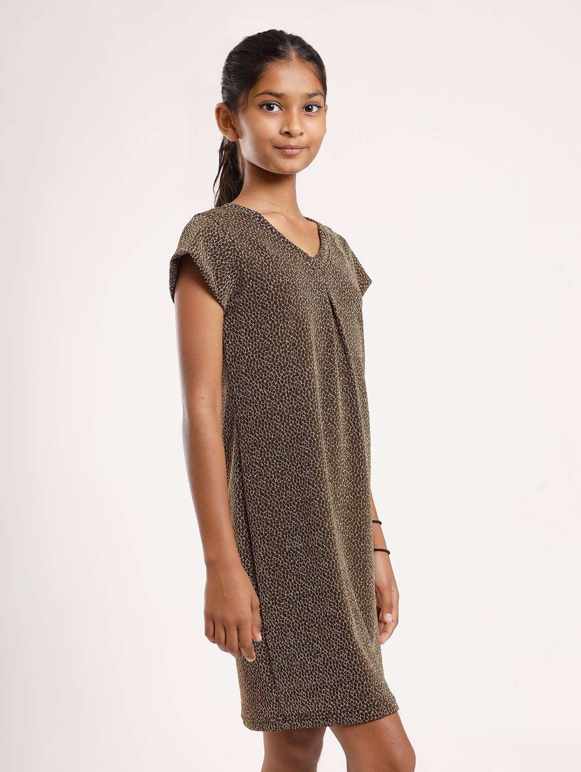 girls self designed short sleeve a-line dress