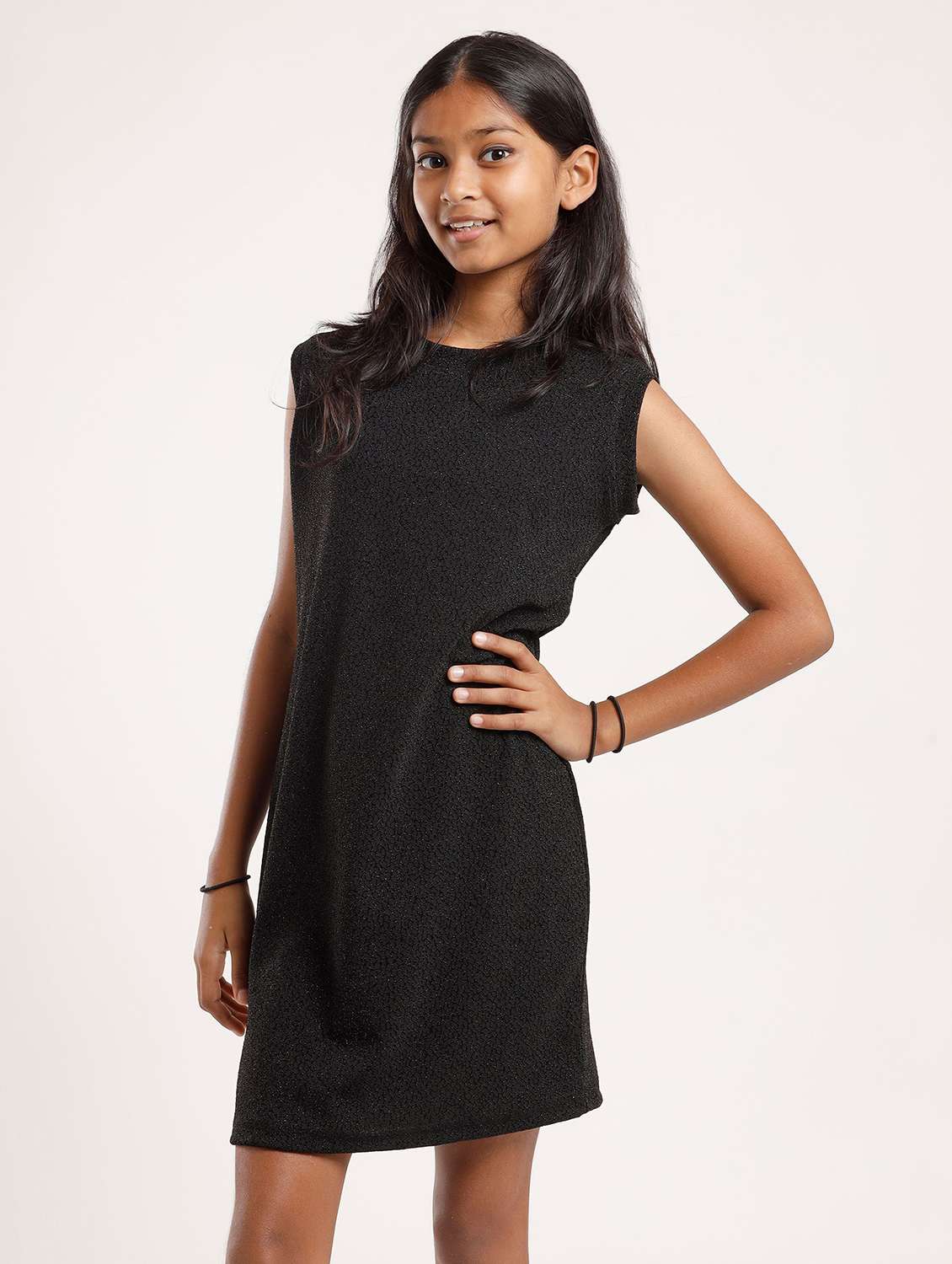 girls self designed sleeveless a-line dress