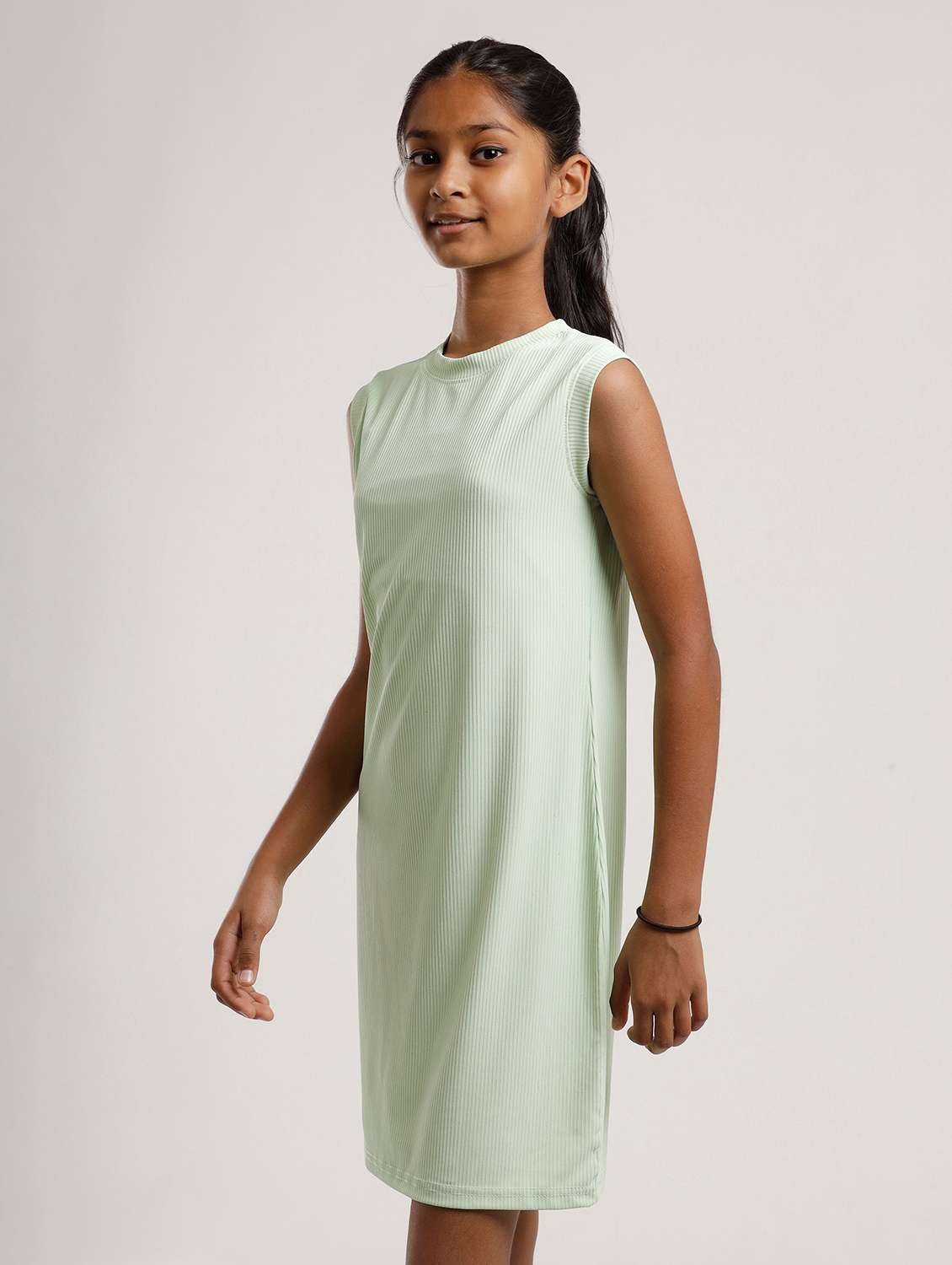 girls solid sleeveless a-line dress
