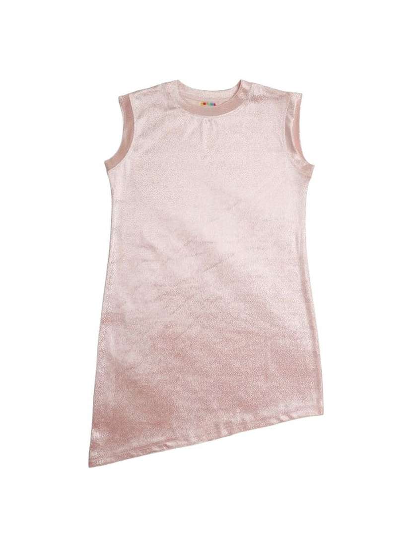 girls solid sleeveless asymmetric dress