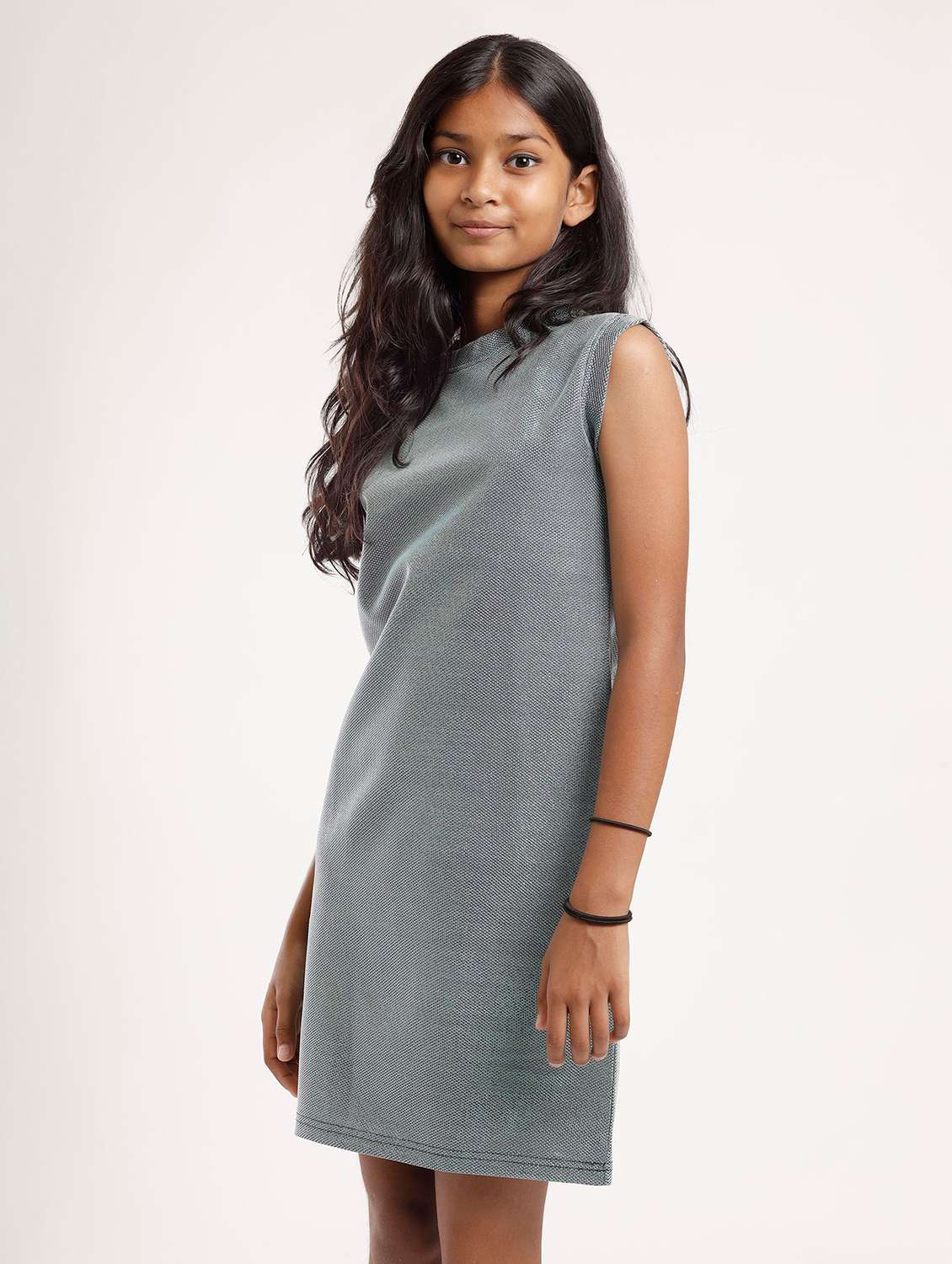 girls self designed sleeveless a-line dress