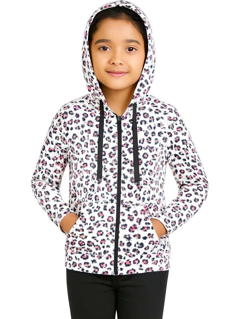 girls printed long sleeve hooded sweatshirt