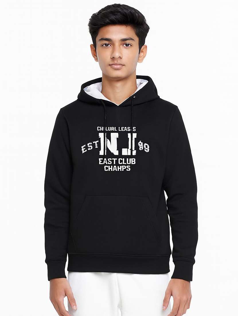 boys printed long sleeve hooded sweatshirt