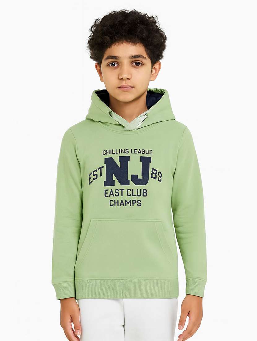 boys printed long sleeve hooded sweatshirt