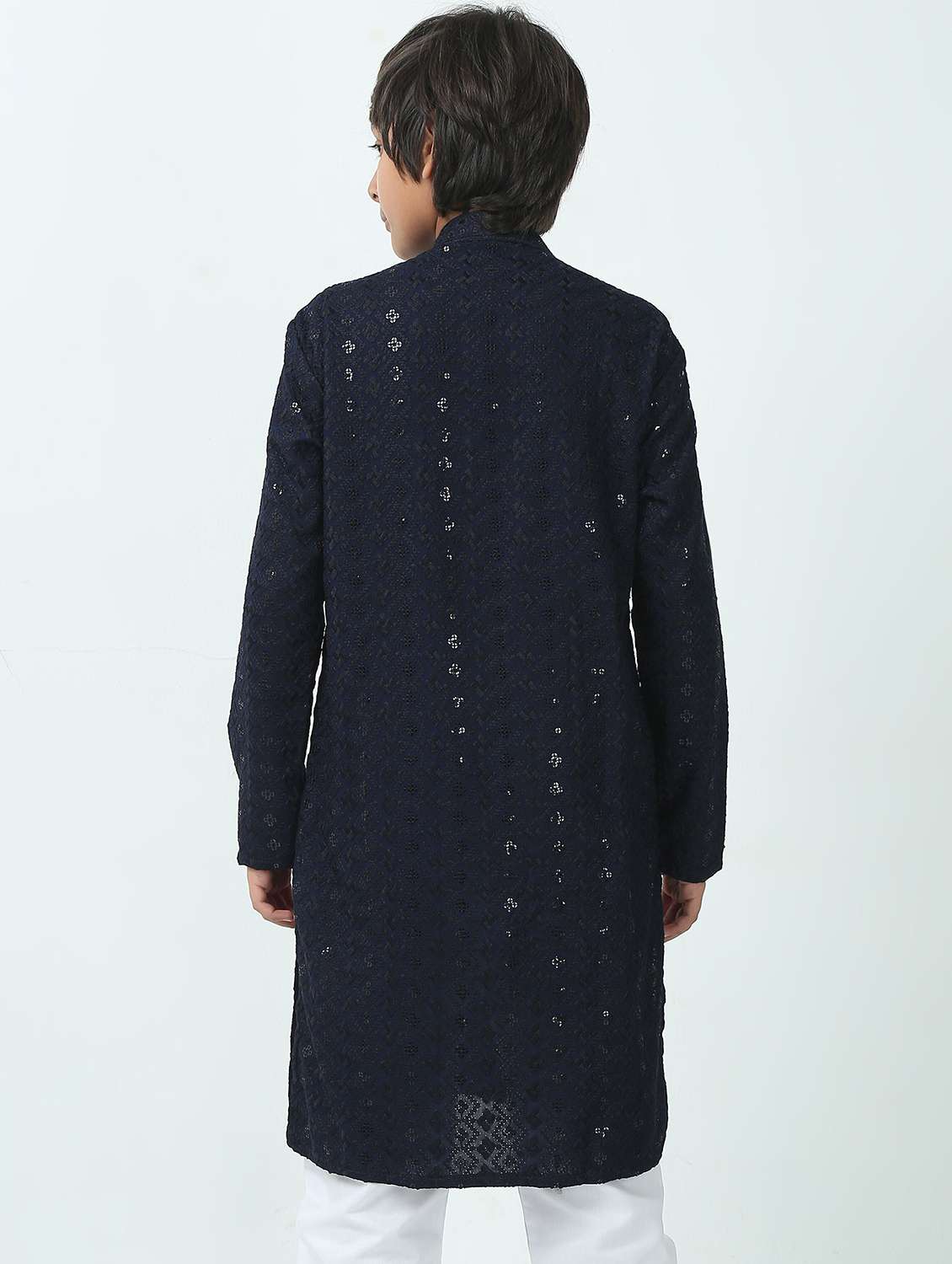 boys embroidered long sleeve kurta - 22272017 -  Standard Image - 3
