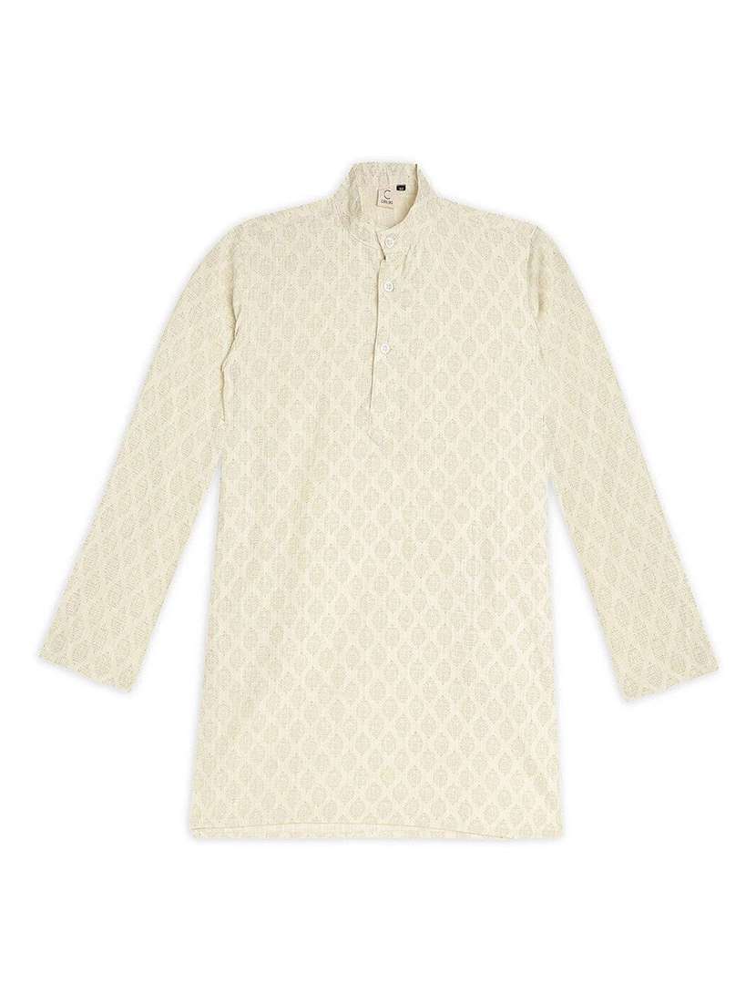 boys printed long sleeve straight kurta