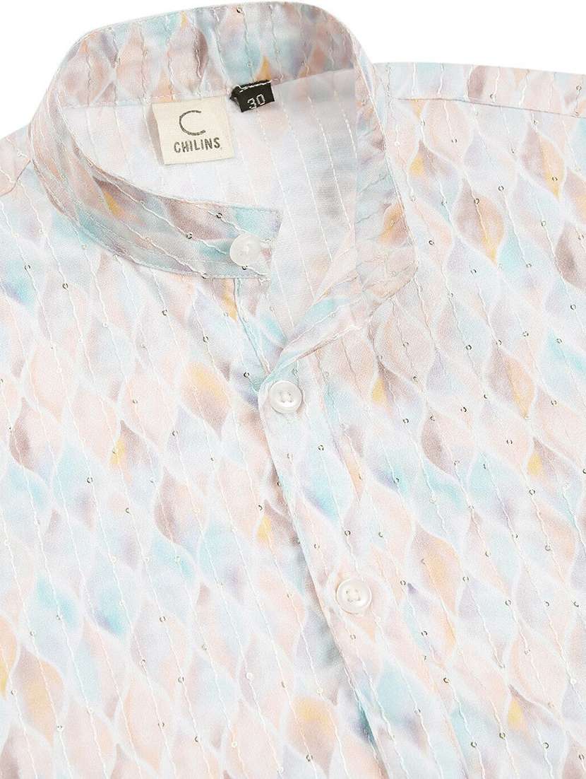 boys printed long sleeve straight kurta - 22272023 -  Standard Image - 3