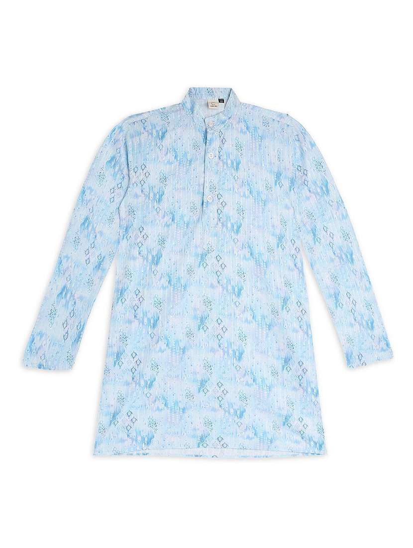 boys printed long sleeve straight kurta