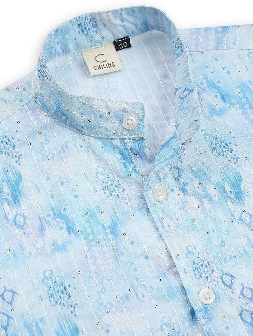 boys printed long sleeve straight kurta - 22272025 -  Standard Image - 3