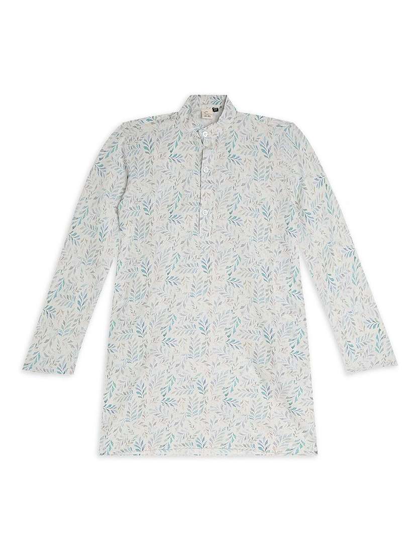 boys printed long sleeve straight kurta