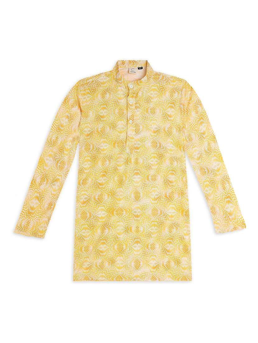 boys printed long sleeve straight kurta