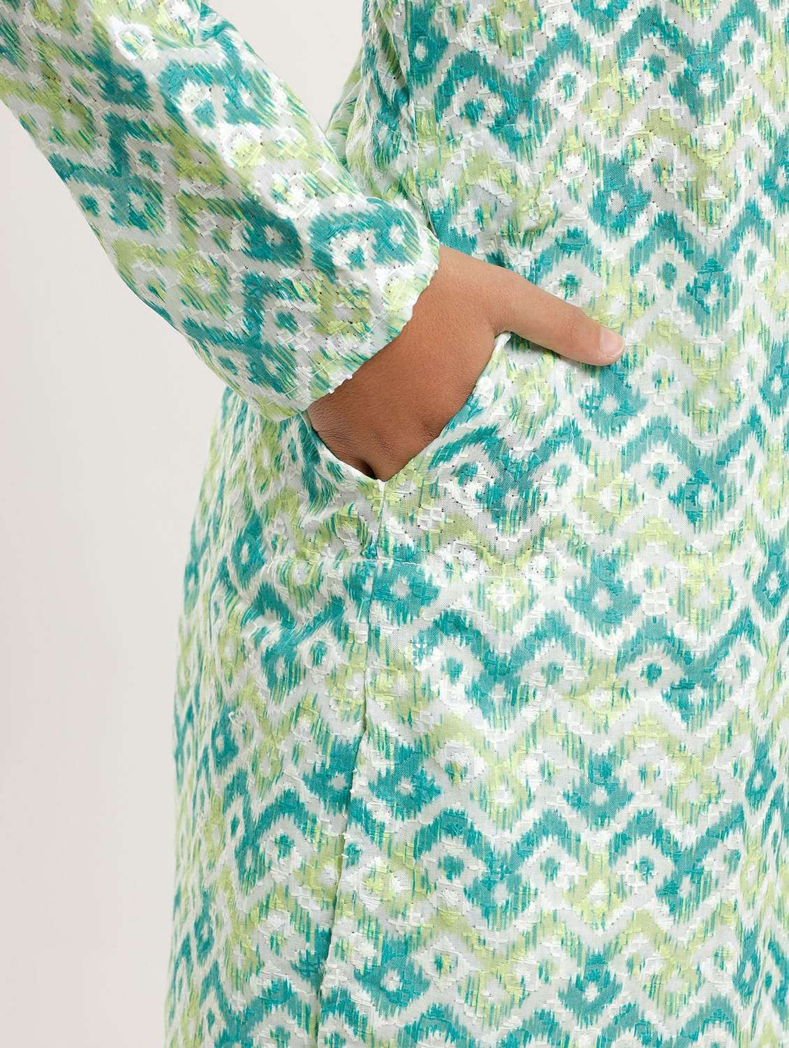 boys printed long sleeve straight kurta - 22272033 -  Standard Image - 3