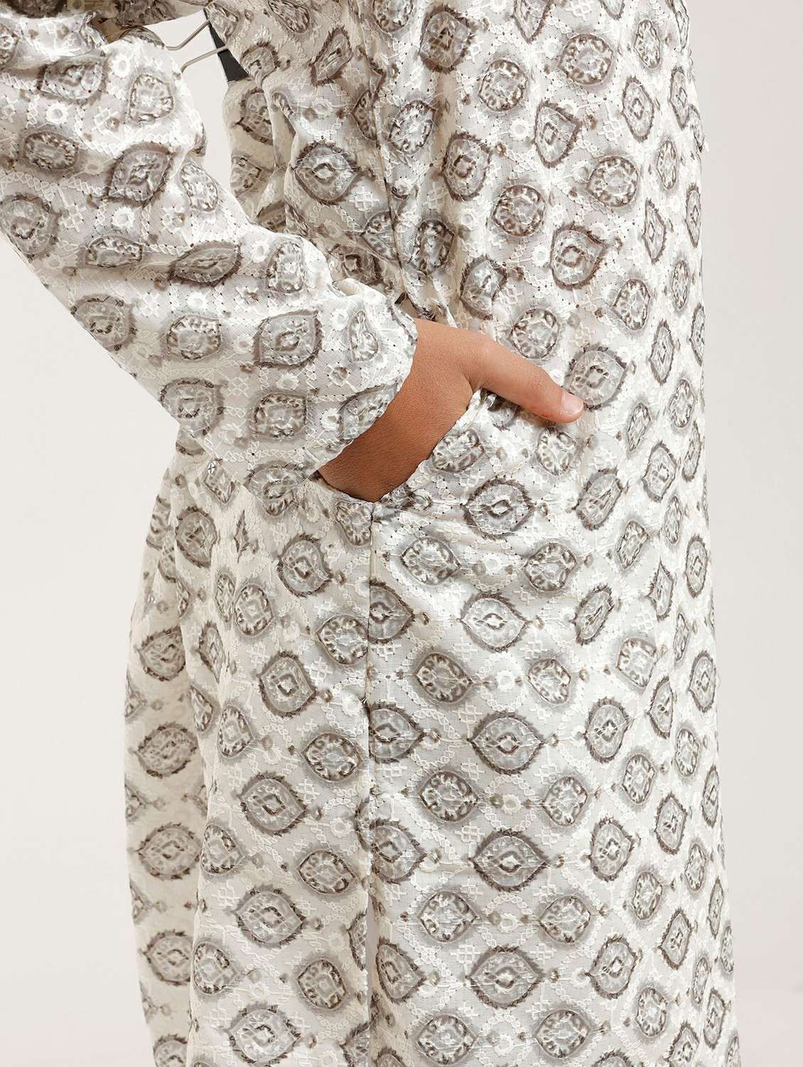 boys printed long sleeve straight kurta - 22272034 -  Standard Image - 3