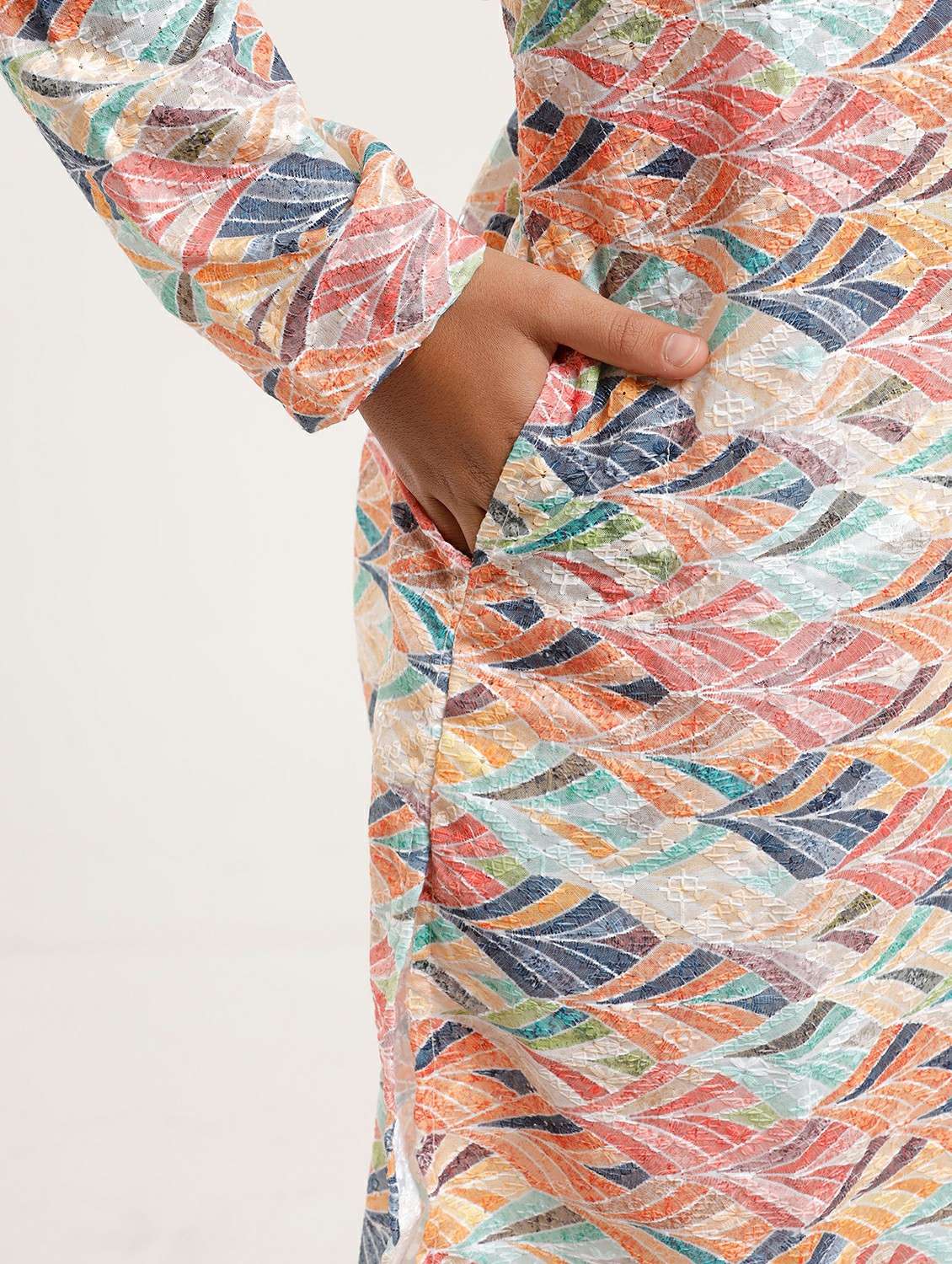 boys printed long sleeve straight kurta - 22272036 -  Standard Image - 3