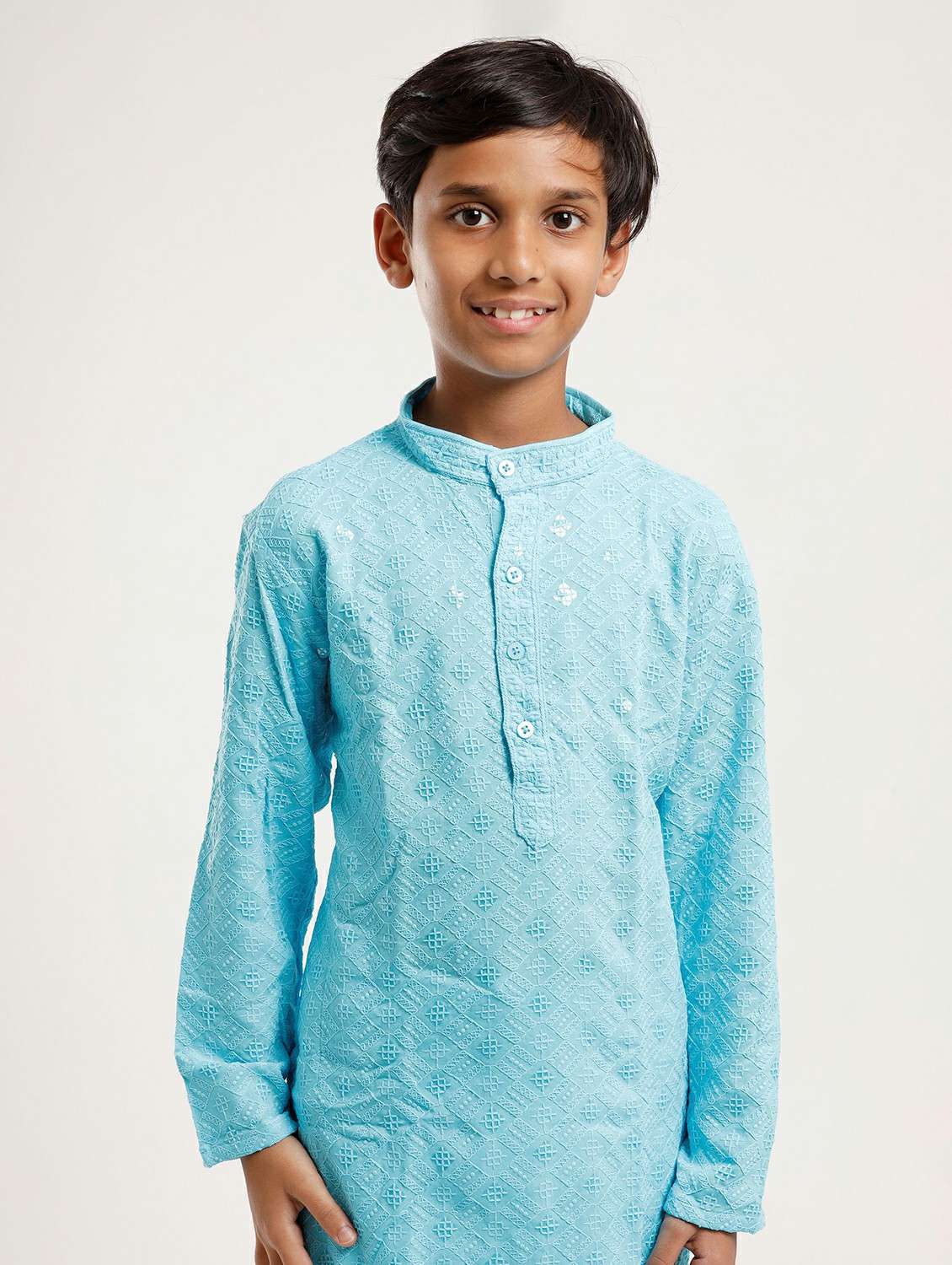 boys embroidered long sleeve straight kurta - 22272039 -  Standard Image - 3
