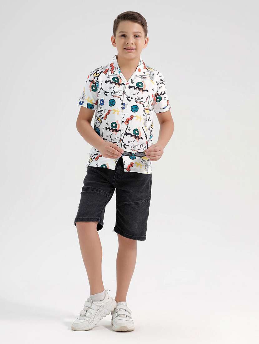 boys printed collared short sleeve shirt - 22272055 -  Standard Image - 3