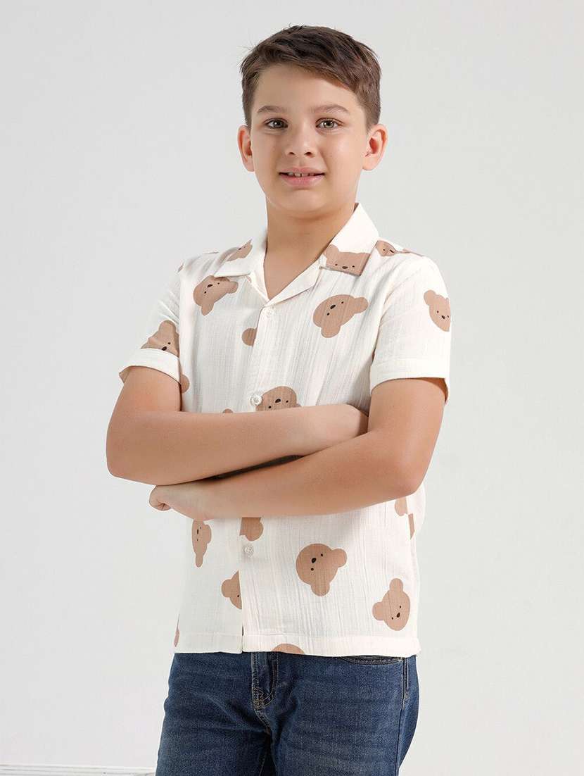 boys printed collared short sleeve shirt