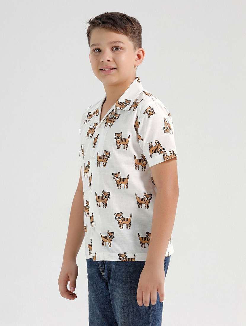 boys printed collared short sleeve shirt