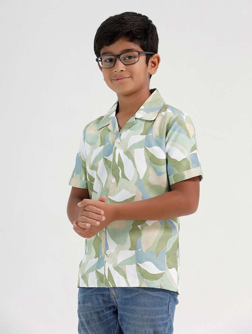 boys printed collared short sleeve shirt