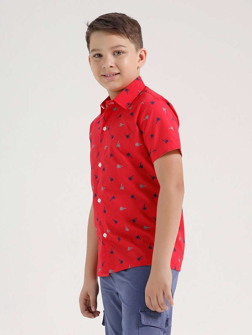 boys printed collared short sleeve shirt