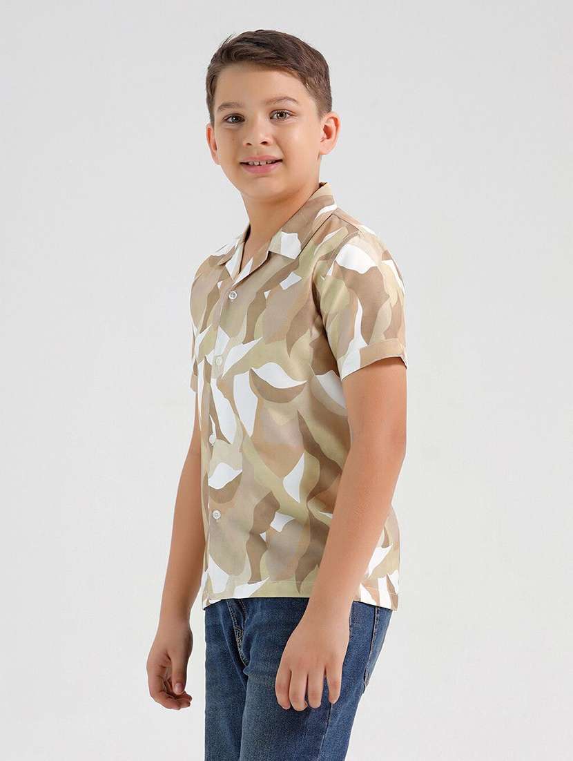 boys printed collared short sleeve shirt