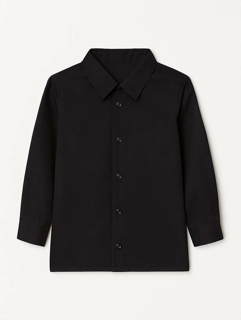 boys solid collared long sleeve shirt