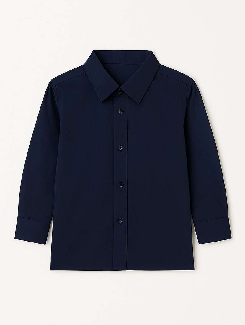 boys solid collared long sleeve shirt