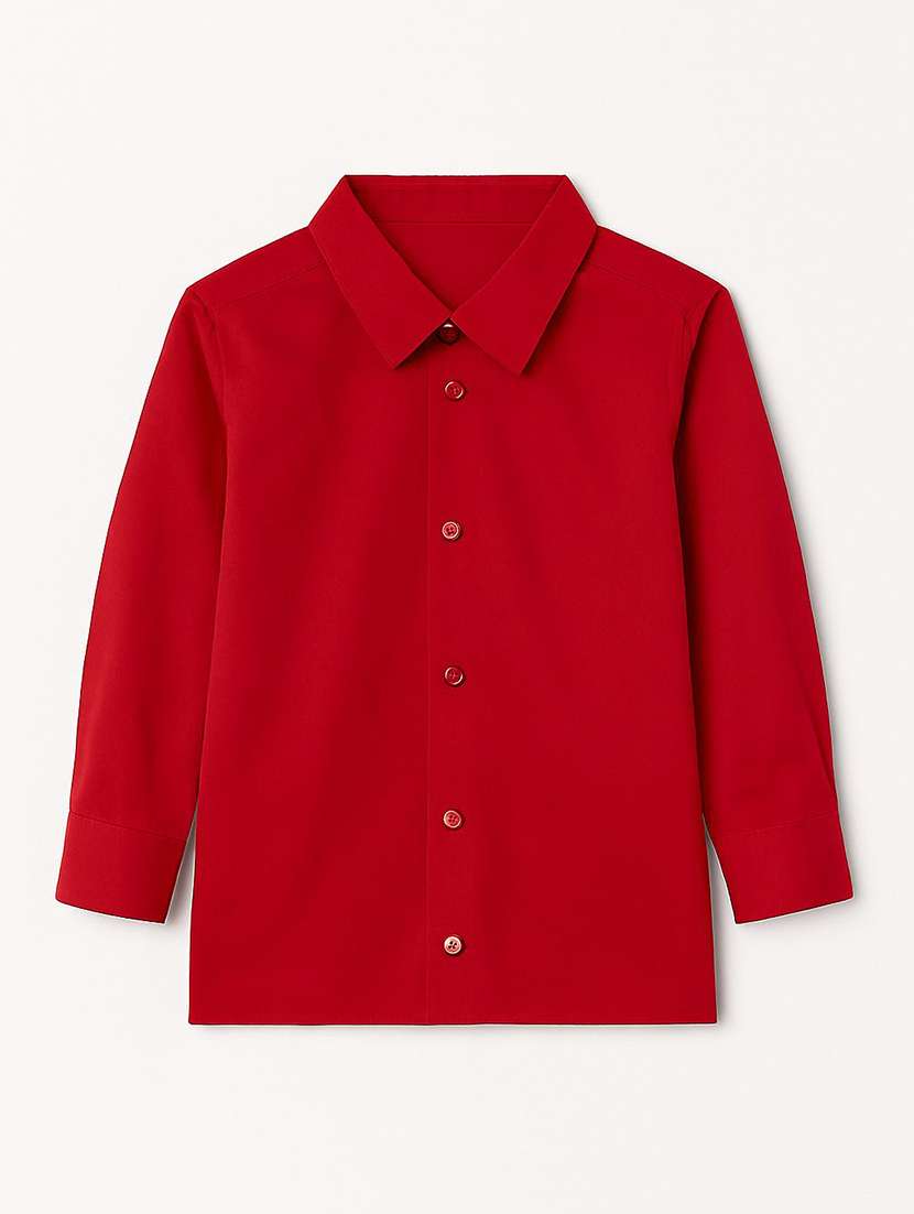 boys solid collared long sleeve shirt