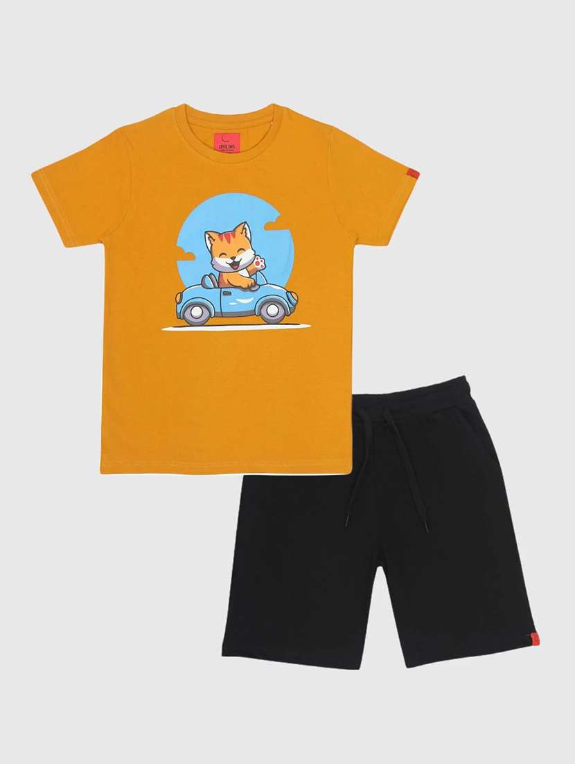 kids printed short sleeve t-shirt and shorts set
