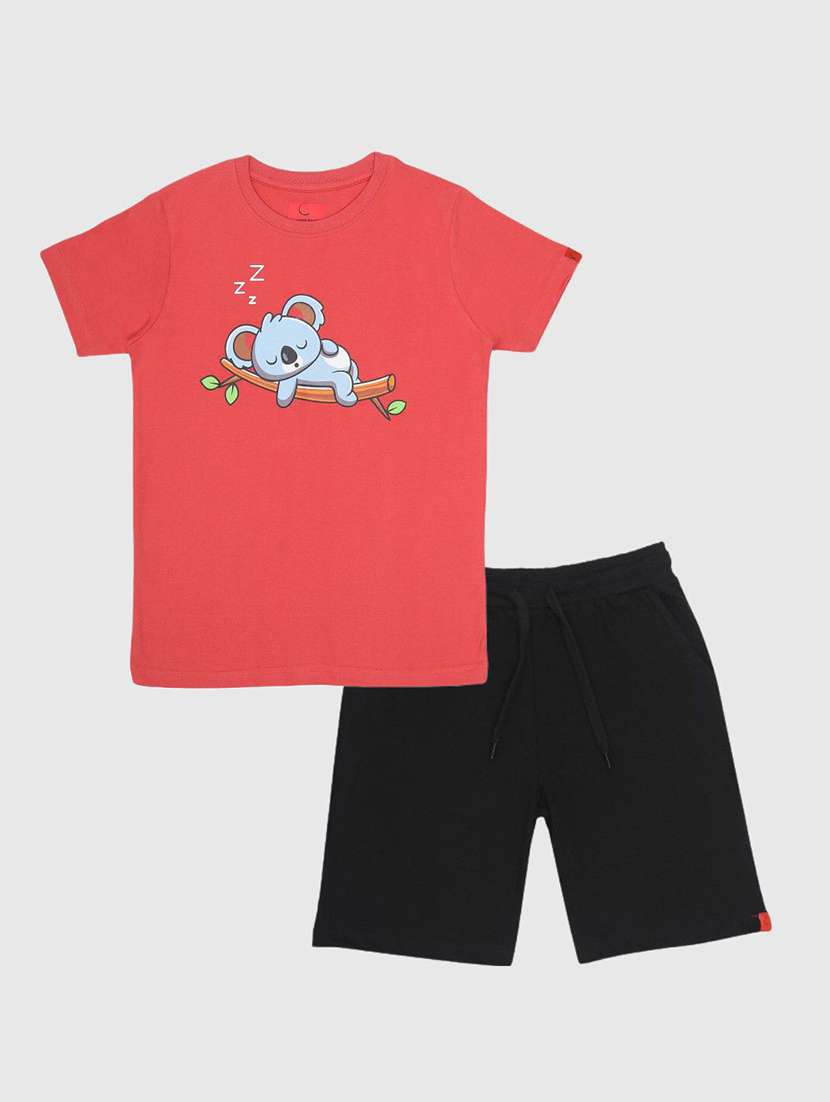 kids printed short sleeve t-shirt and shorts set