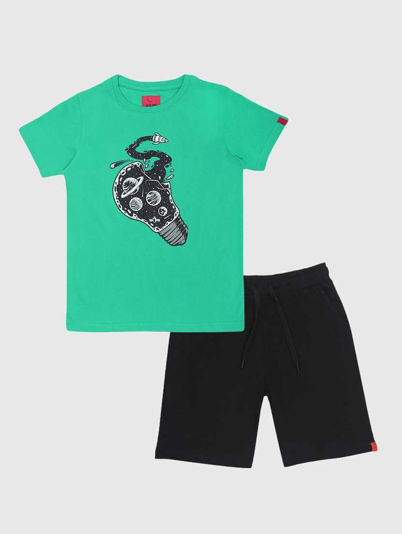 kids printed short sleeve t-shirt and shorts set