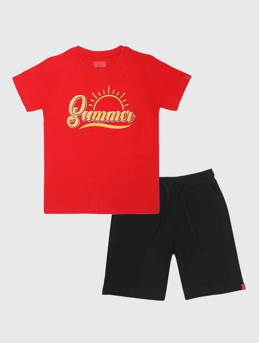 kids printed short sleeve t-shirt and shorts set