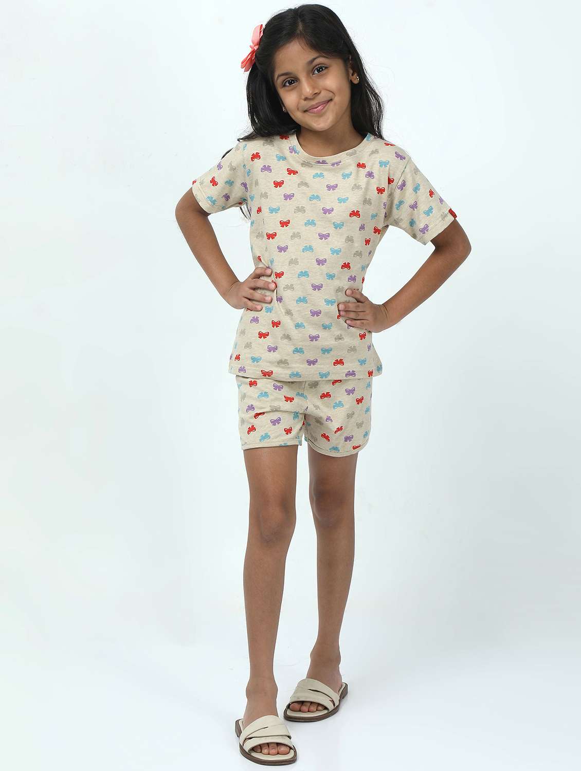 girls printed t-shirt and short set
